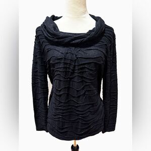 Investments cowl neck long sleeve metallic top